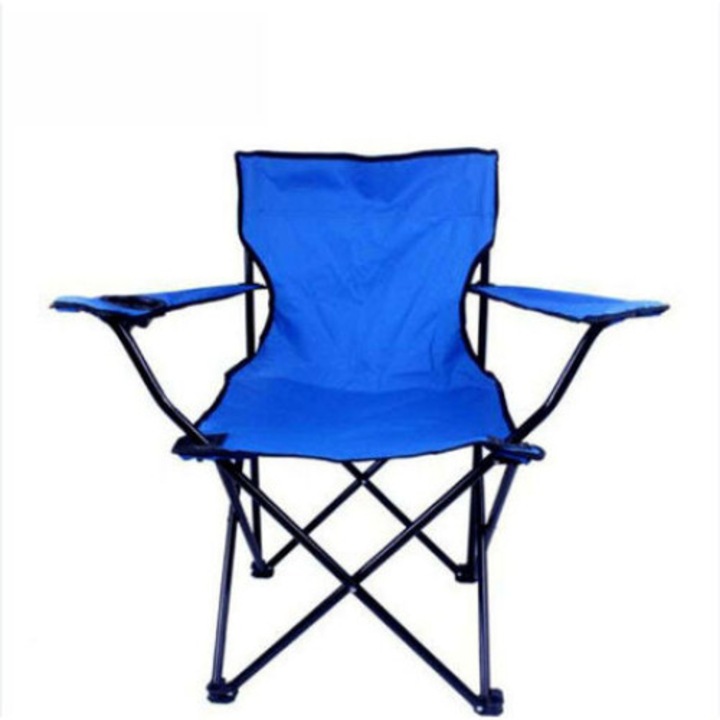 Scaun pliabil cu brate QttvbTna, pentru camping si pescuit, albastru, 50x50x80cm