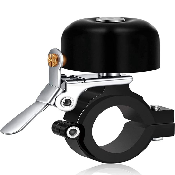 Sonerie bicicleta QttvbTna, sunet puternic 100dB, rezistenta la rugina, negru, 2.8x2.2cm