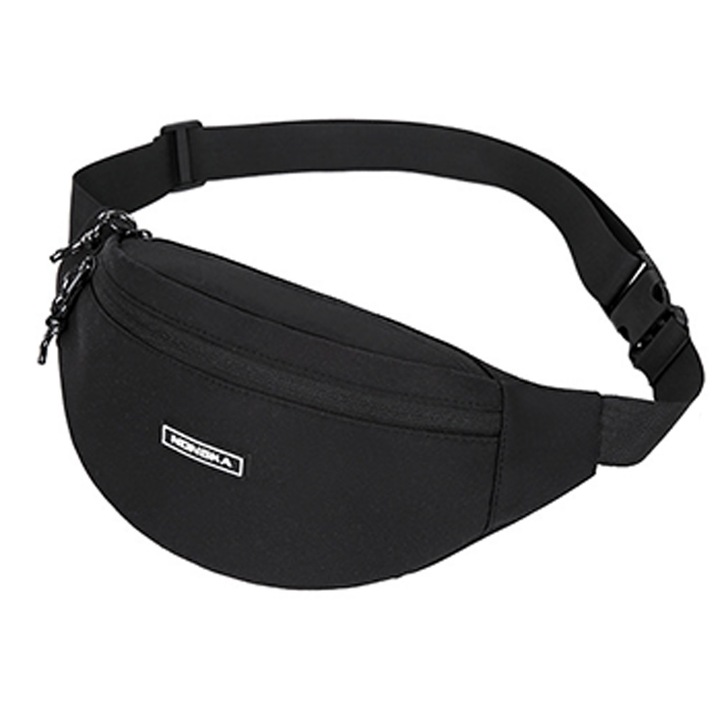 QttvbTna övtáska, 2 cipzáras rekesz, poliészter, fekete, 120cm