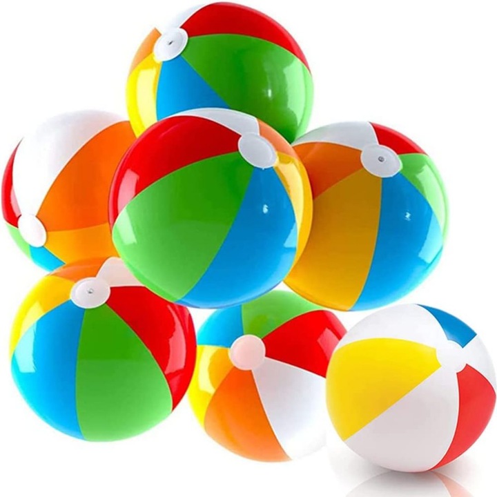 Комплект 6 плажни топки QttvbTna, PVC, 40см, многоцветни