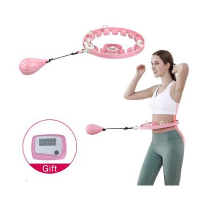 Hula karika fitness, QttvbTna, állítható, rózsaszín