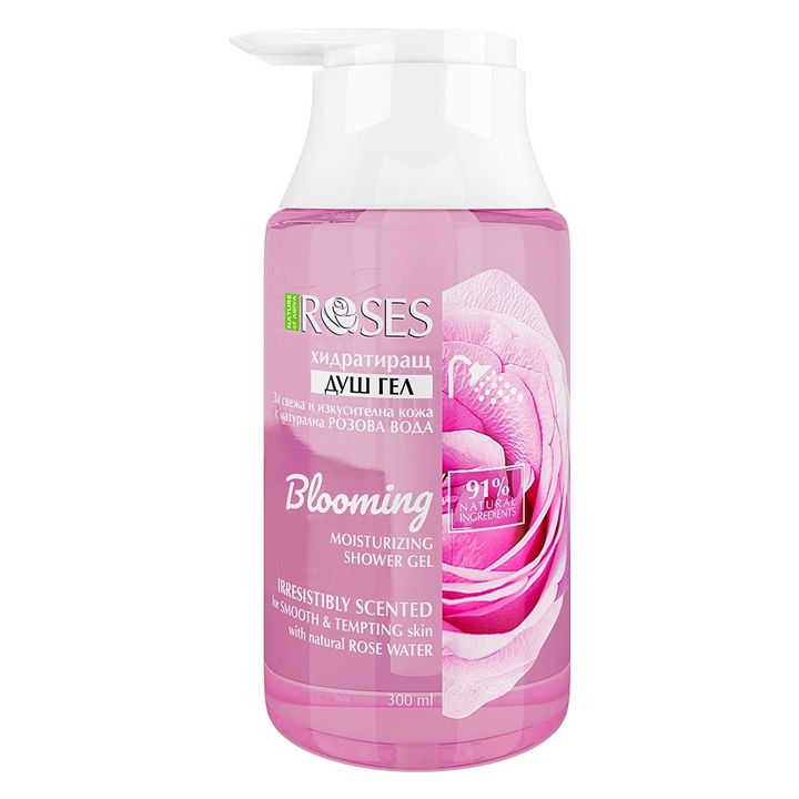 Хидратиращ душ гел Nature of Agiva Roses, Blooming, Роза, 300 мл