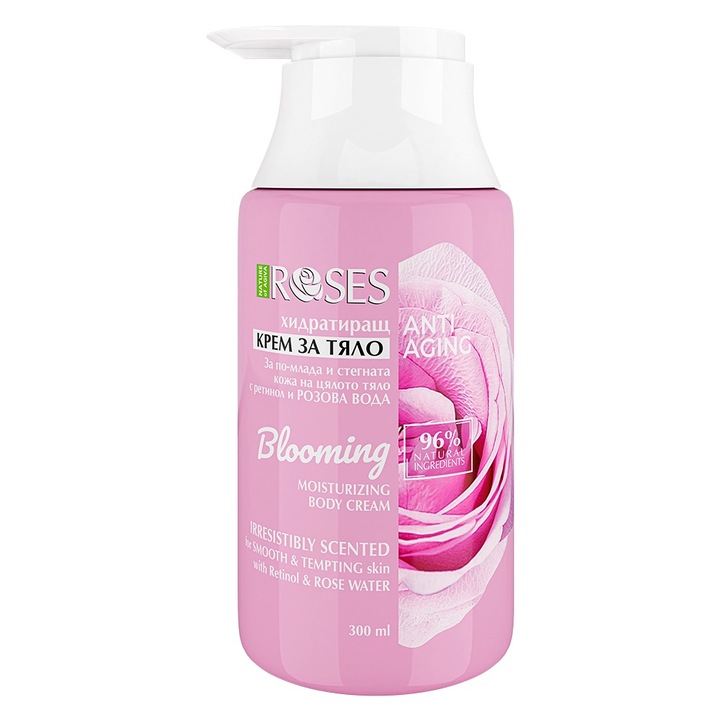 Hidratáló testápoló krém Nature of Agiva, Anti Age, Retinol, Rose illatú