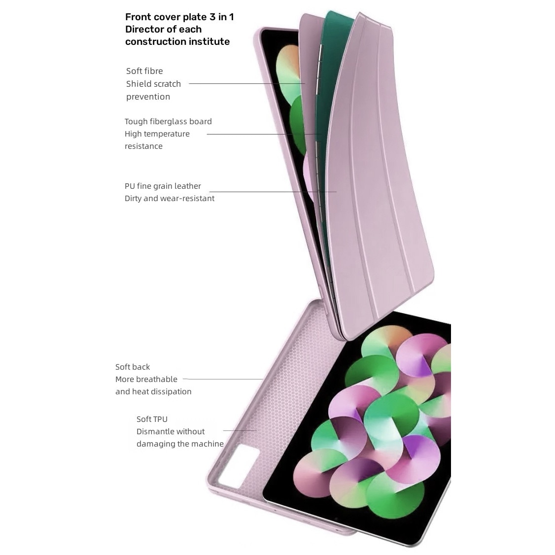 Husa Ultra Slim, pentru Lenovo Tab M11 / K11, 11.0", Silicon TPU, Smart Cover - Roz