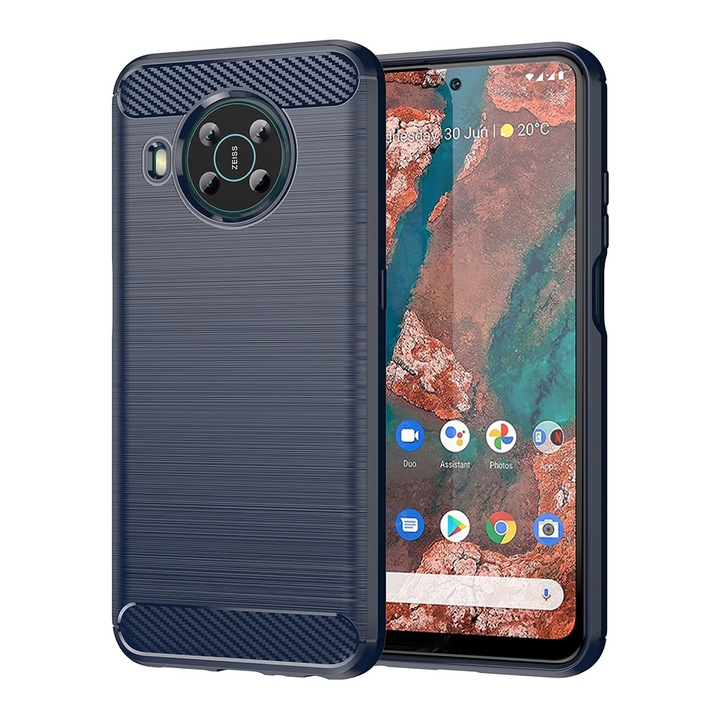 Кейс за Nokia X10 / X20, Techsuit Carbon Silicone, син