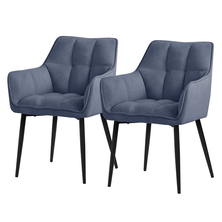 Комплект от 2 холни стола, ML-Design, сини, текстил, 57 x 63 x 90 см, ергономични, лесни за сглобяване