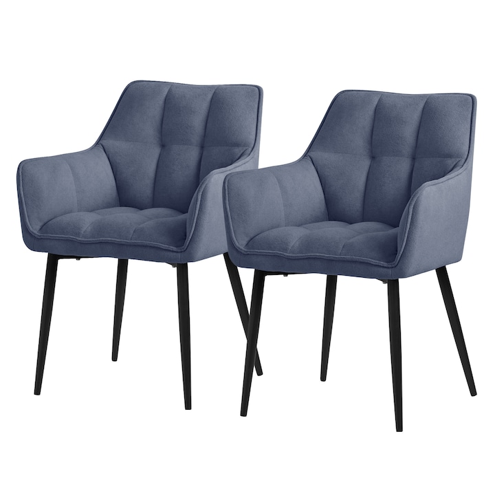 Комплект от 2 холни стола, ML-Design, сини, текстил, 57 x 63 x 90 см, ергономични, лесни за сглобяване