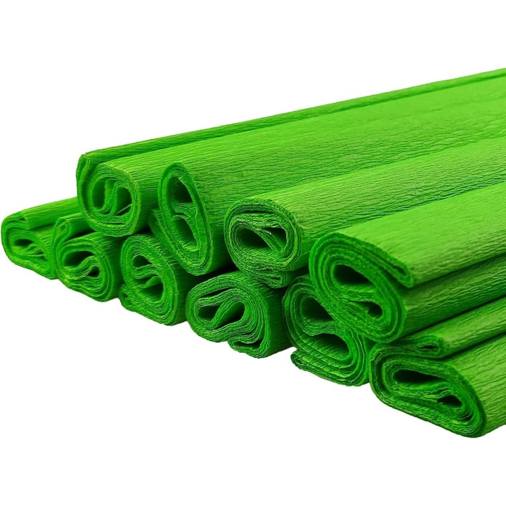 Set Hartie Creponata, Netuno, 200 x 50 cm, Verde Deschis, Elasticitate Ridicata, Usor De Utilizat, Pentru Proiecte DIY, Creativitate, Realizare De Decoratiuni, 10 Buc