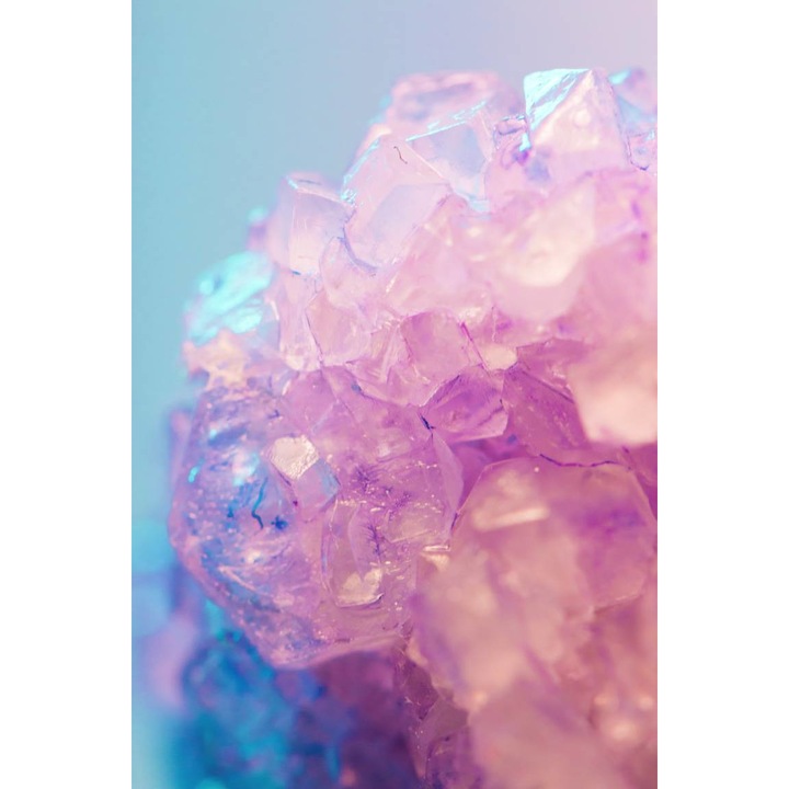Tapet Premium Canvas, Abstract cristale colorate pastel roz albastru, 250 x 360 cm