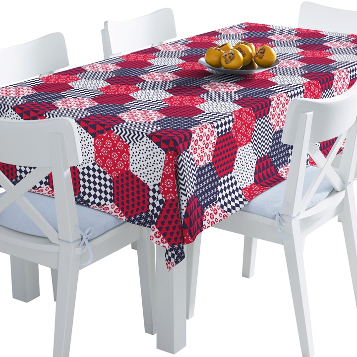 Abrosz, színes geometrikus hatszögek, Poliészter, Téglalap, Méret: 140 cm x 250 cm, TDX240/250