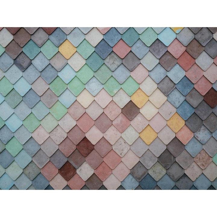 Tapet Premium Canvas, Abstract model ceramic flori faianta, 250 x 360 cm