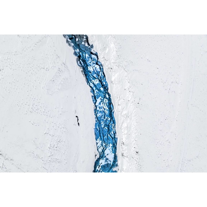 Tapet Premium Canvas, Abstract zapada rau alb albastru, 120 x 200 cm