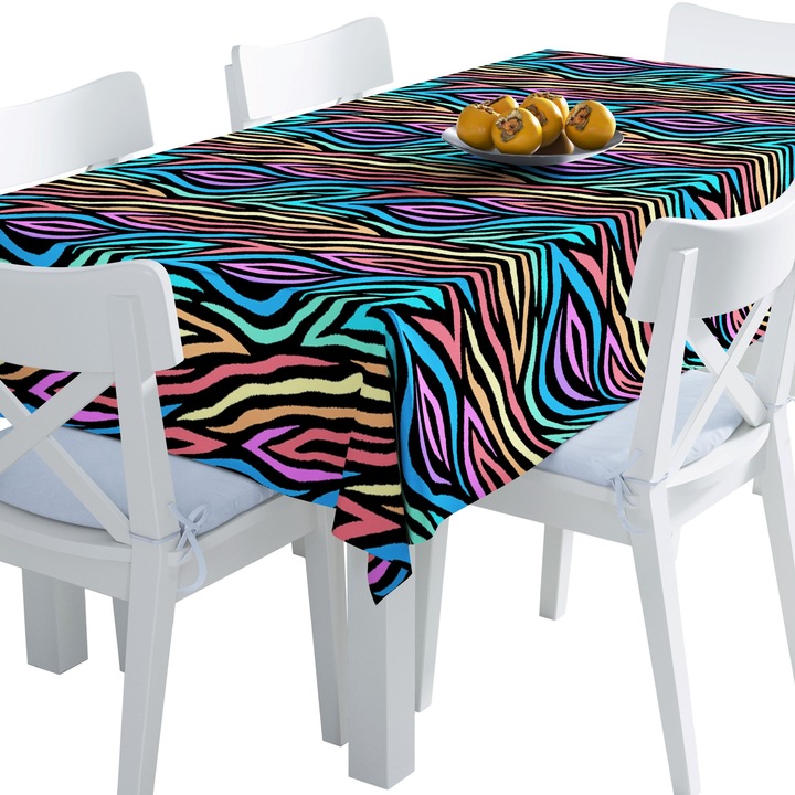Abrosz, szivárványcsíkos absztrakció, poliészter, téglalap, méret: 140 cm x 350 cm, TDX262/350