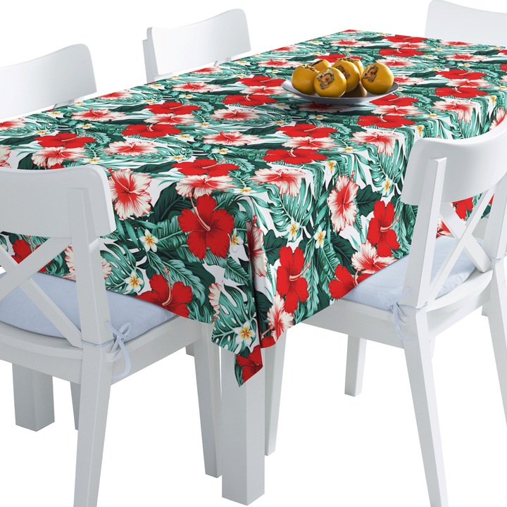 Abrosz, Hibiszkusz kínai rózsa, poliészter, téglalap, méret: 140 cm x 400 cm, TDX284/400