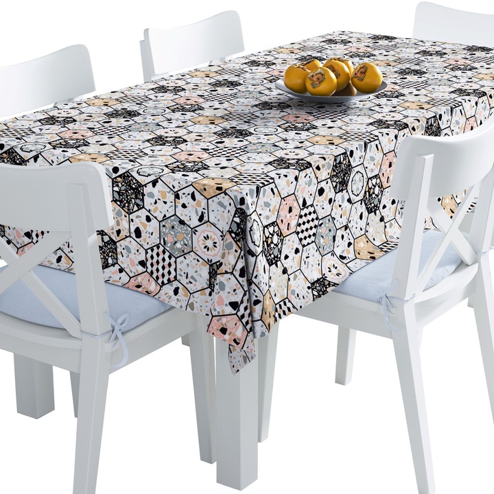 Asztallap, hatszögletű csempe, poliészter, téglalap, méret: 140 cm x 450 cm, TDX293/450
