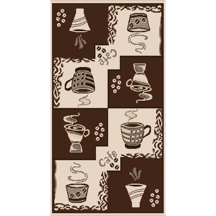 Csúszásgátló konyhai szőnyeg, Home Vista, Flex 950, barna / bézs, 133x195 cm