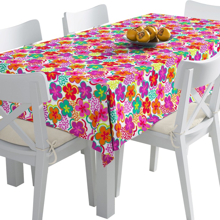Abrosz, Hippi stílusú virágok, Poliészter, Téglalap, Méret: 140 cm x 300 cm, TDX369/300