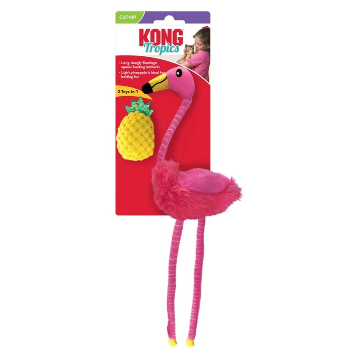 Set 2 jucarii pentru pisici Flamingo Tropics KONG