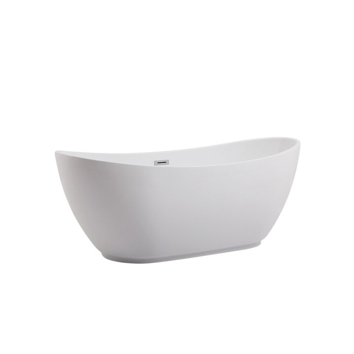 Cada de baie de colt, Balneo, PARMA Alb, Cadru din otel inoxidabil, 170x72 cm, 6 picioare reglabile, din acril de 3, 5 mm grosime, cu revarsare, usor de curatat, Fundul cazii intarit