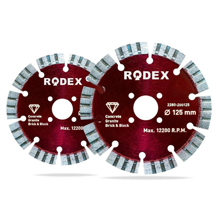 Disc De Taiere Diamantat, Rodex, Segmente Sudate Cu Laser, 125X20/22, 23Mm, Max Rpm 12.200, Pentru Caramida, Marmura, Granit, Beton (5/20/100)