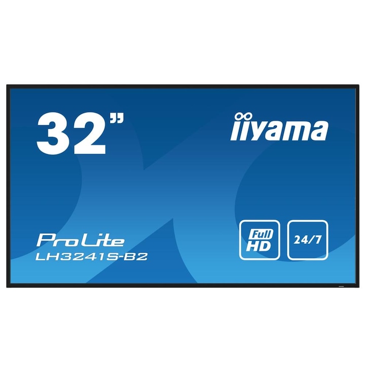IPS LED professzionális képernyő Iiyama 31,5" LH3241S-B2, Full HD 1920 x 1080, VGA, HDMI, hangszórók fekete