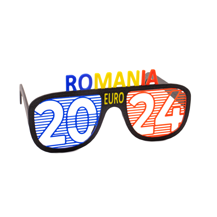 Очила за поддръжници Румъния ЕВРО 2024, Трицветни, Унисекс, 14,5 x 6,5 cm
