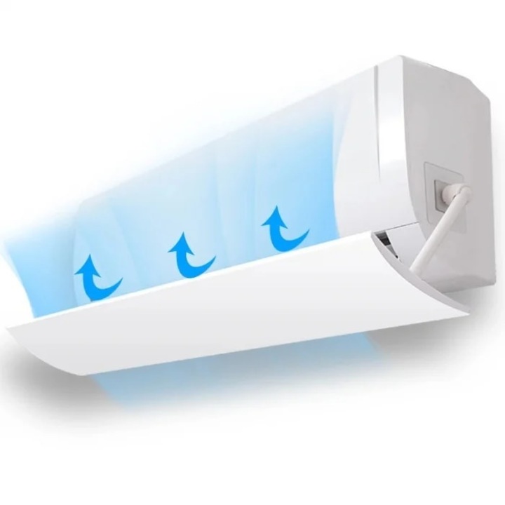 Deflector aer conditionat, protectie jet de aer rece, cu prindere ventuze, reglabil, alb