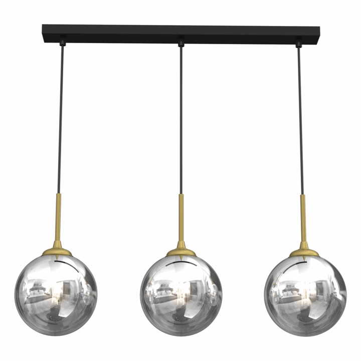 Lustra suspendata MILAGRO REFLEX, reglabila, negru/auriu, 700x250mm