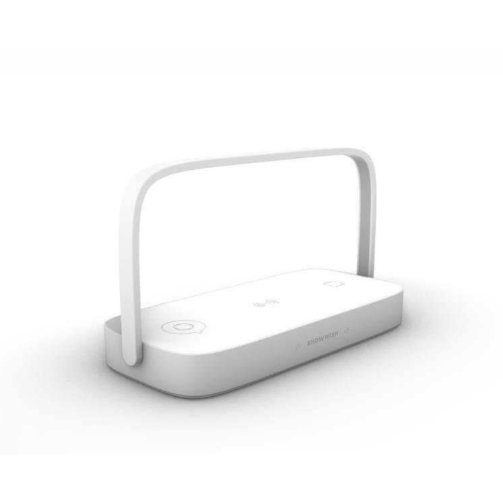 Lampa Led cu Incarcator Wireless 3in1, Compatibil IOS si Android, Ideala Pentru Birou sau Dormitor, Intensitate Luminozitate Reglabila, Alb