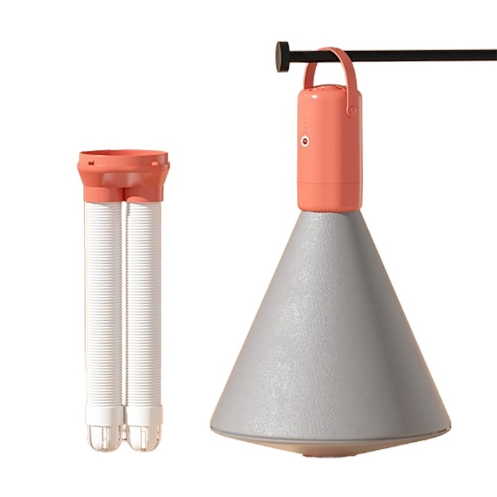 Мини електрическа сушилня за дрехи, ZJZ, с тръба за сушене и висяща чанта, преносима, безшумна, ефективно сушене, без мирис, розова