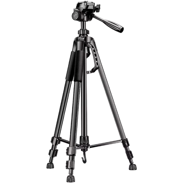 Állítható teleszkópos fotóállvány, GearPro, 55-156 cm, fényképezőgéphez/telefonhoz, alumínium/ABS, fekete szín