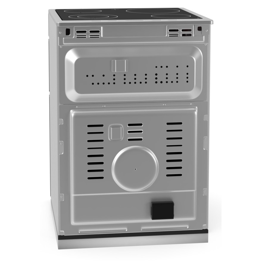 Pachet aragaz Hyundai HCV22-70L60N-DU, 2 cuptoare electric(1 electric+1 multifunctional), plita vitroceramica, 4 zone de gatit, Inox/ Sticla neagra