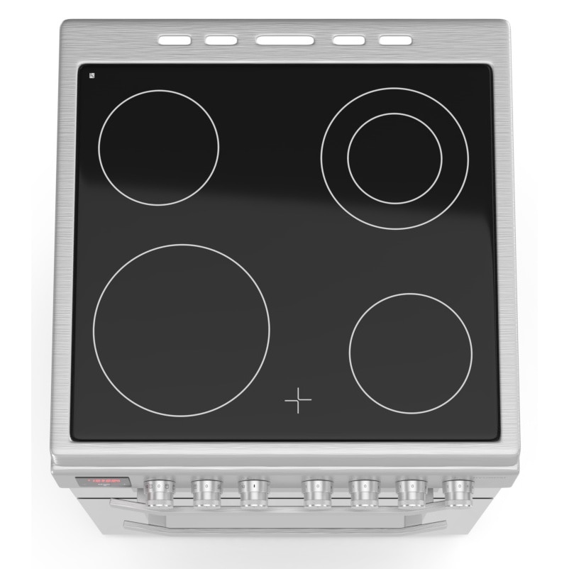 Pachet aragaz Hyundai HCV22-70L60N-DU, 2 cuptoare electric(1 electric+1 multifunctional), plita vitroceramica, 4 zone de gatit, Inox/ Sticla neagra