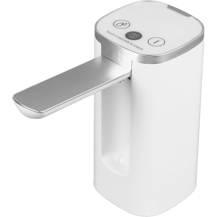 Електрическа помпа за бутилка вода, Latauar, дозатор с LCD екран, индикатор за нивото на батерията, 1200mAh, без BPA, бял