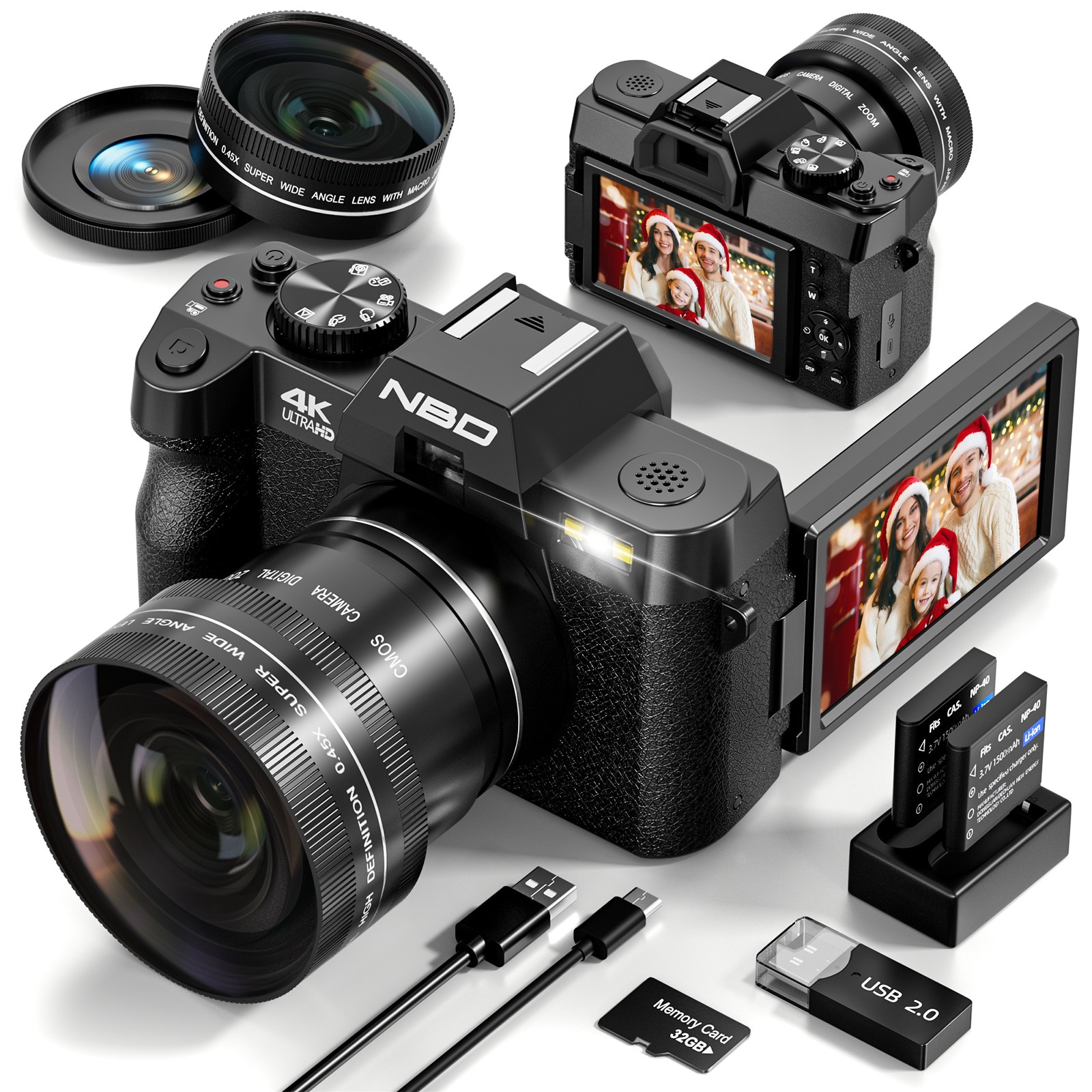 Aparat foto Digital NBD®, 48MP, 4K, 3.0 inch IPS, 32GB SD Card