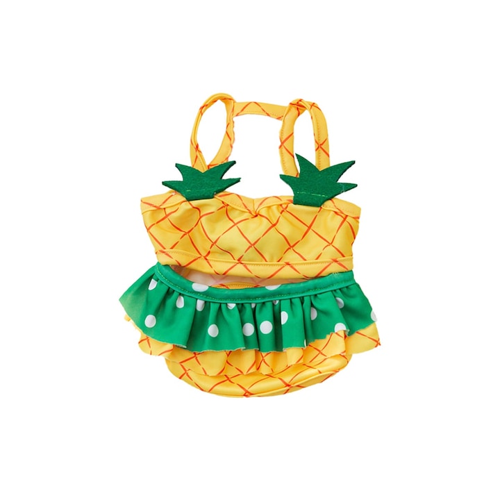 Costum de baie caini, Poliester, Galben/Verde, XL, 11-15kg