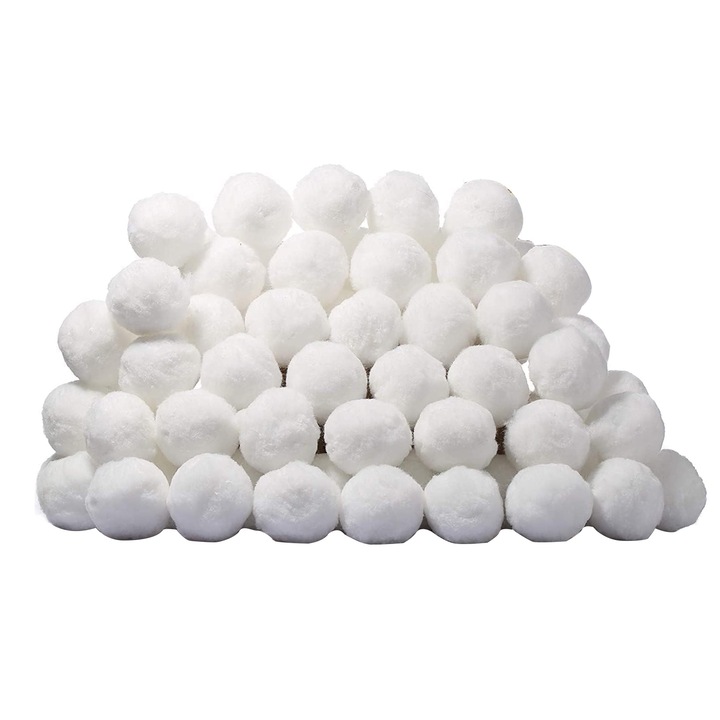 Филтърна топка за басейн, Zggzerg, 1 кг, за многократна употреба, щадяща околната среда, издръжлива, лека, лесна за инсталиране, за почистване на мръсотия и примеси от спа центрове, бани и аквариуми, полиестер, бял