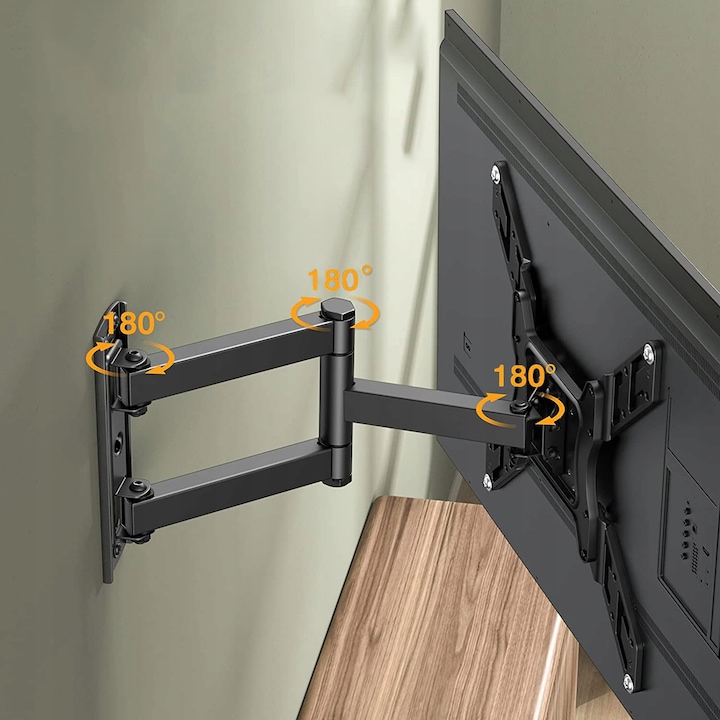 Стенна стойка за телевизор KingMount KG-1032 Floryda, универсална, въртяща се, диагонал 22″ - 65″, макс. 40 кг, Vesa 75x75 - 400x400, черна