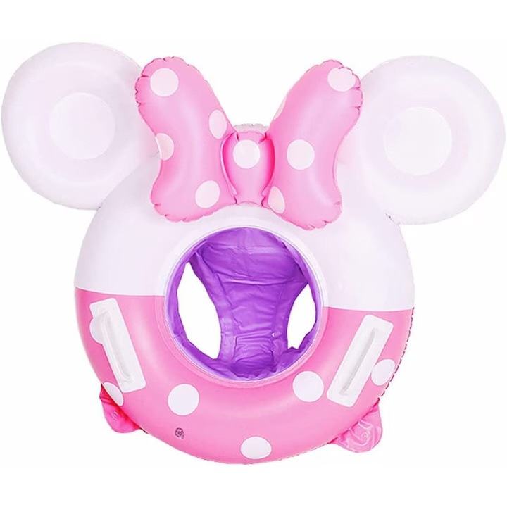 Colac inot Minnie Mouse pentru copii 1-5 ani, Chilot si Manere, interior 25 cm, alb cu roz