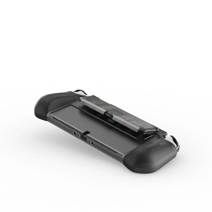 Carcasa docabila pentru Switch OLED cu depozitare joc, Kiwi Design, Negru