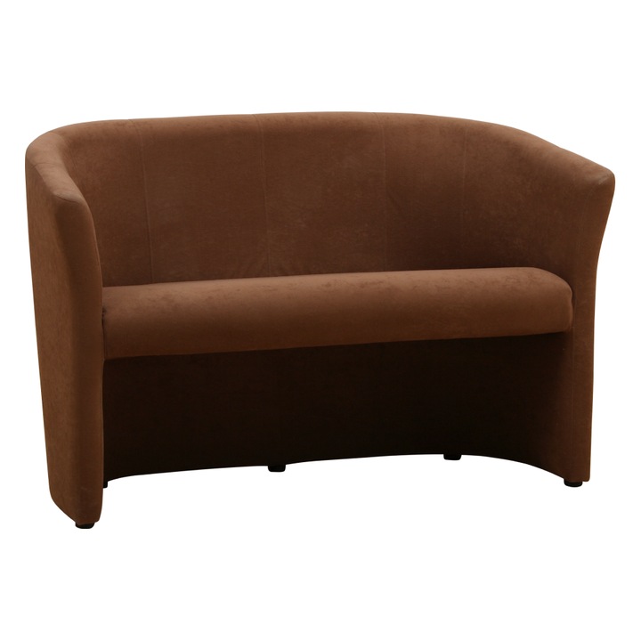 Fotoliu de club dublu, maro, tesatura din microfibra, elegant si modern, ideal pentru living, cluburi, sali de asteptare, conferinta, 124x60x77 cm, Bortis