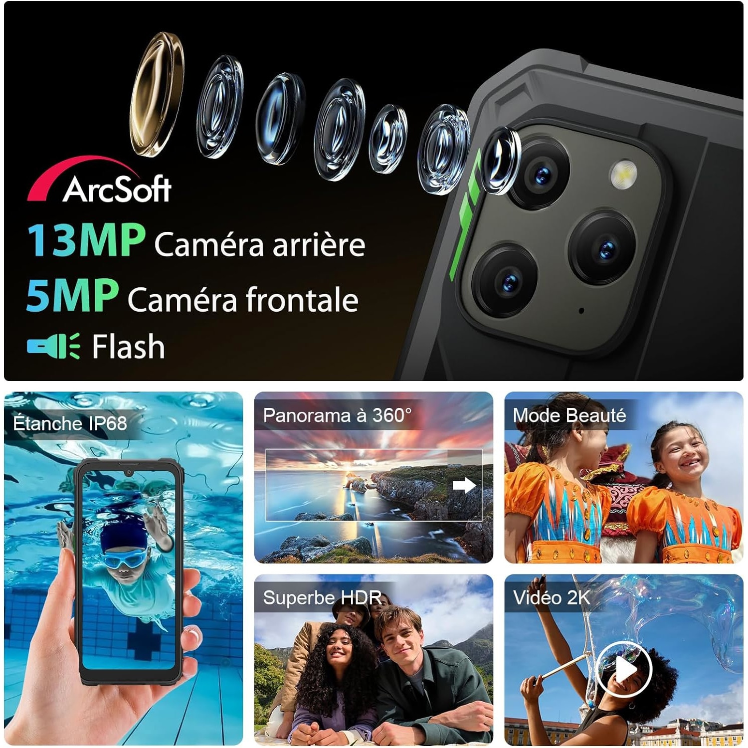 Telefon mobil Blackview BV5300 plus, 128GB, 8GB RAM, 6580mAh, Dual SIM 4G, IP68, GPS, Negru