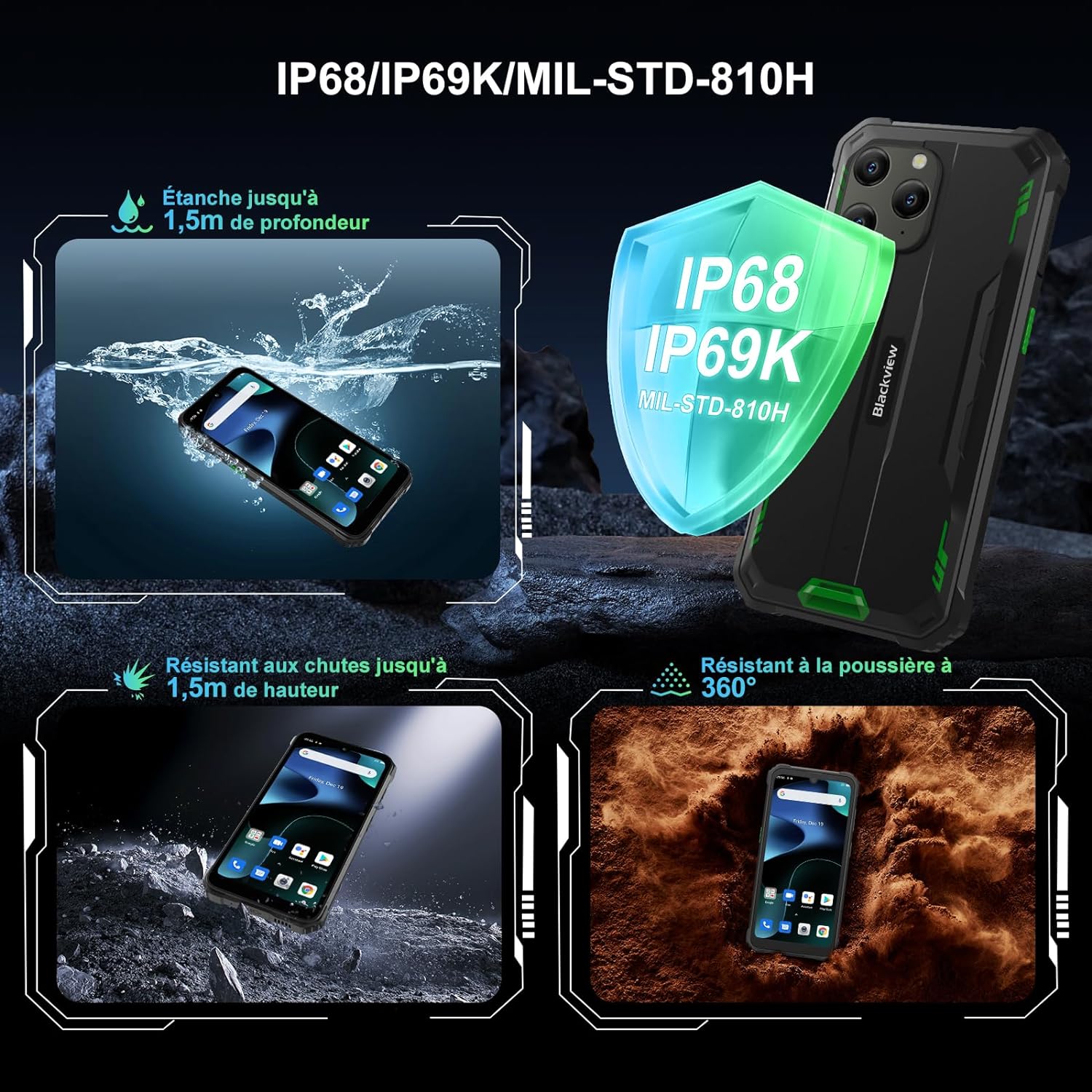 Telefon mobil Blackview BV5300 plus, 128GB, 8GB RAM, 6580mAh, Dual SIM 4G, IP68, GPS, Negru