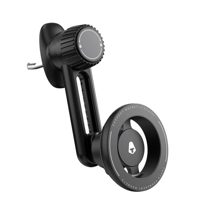 Állítható telefon autós tartó, 360 fok, N52 mágnesek, magasságállítás, fekete