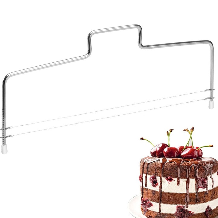 Feliator pentru blat de tort, material inox, linie dubla, lungime 32 cm