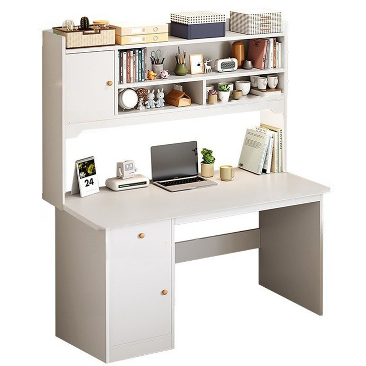 Birou Rebiko, 120 x 43 x 165 cm, alb, mare, include 7 sertare culoare
