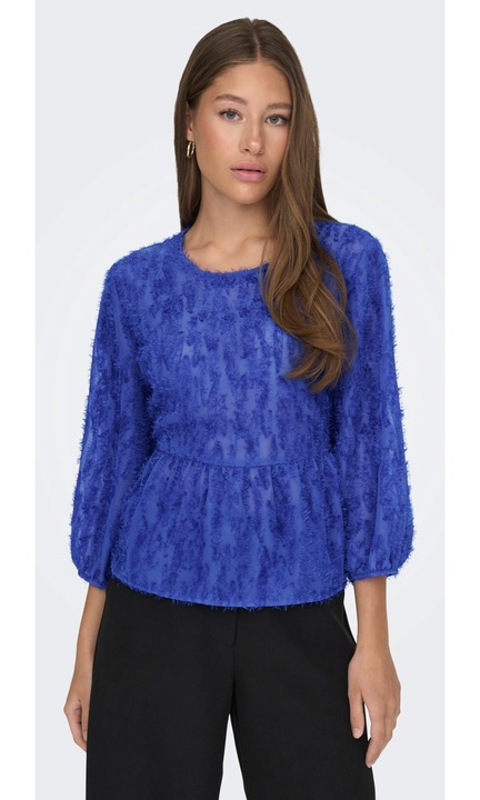 Elegáns hálós blúz 3/4 ujjú JDYKING, Világoskék