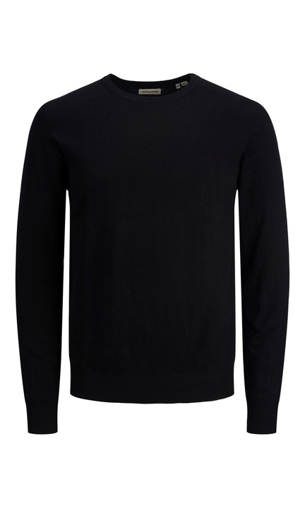 Vékony, hosszú ujjú, kerek nyakú pulóver Basic póló jumper jumper JJEEMIL, Fekete