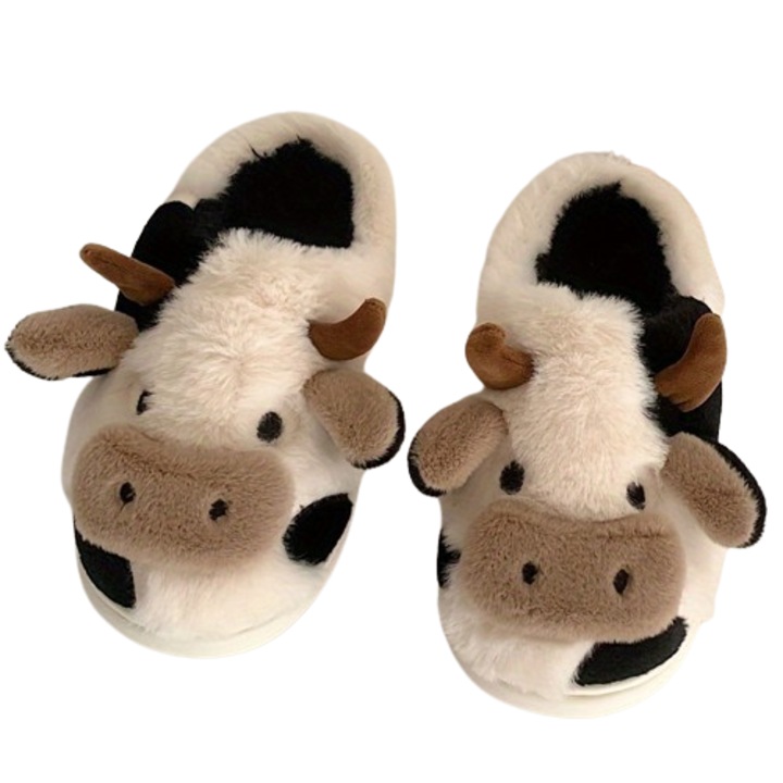 Unisex Cozy Cartoon Cow Slippers