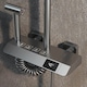 Set de dus cu para dreptunghiulara, afisaj digital, montare perete, 4 functii de curgere a apei, tip ploaie, dus de mana, design modern, negru